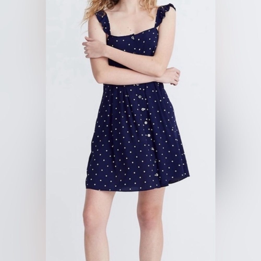 Madewell Ruffle Strap Button Down Polka Dot Dress… - image 2